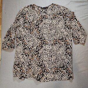 New York Company Leopard Lightweight‎ Polyester Blouse XL